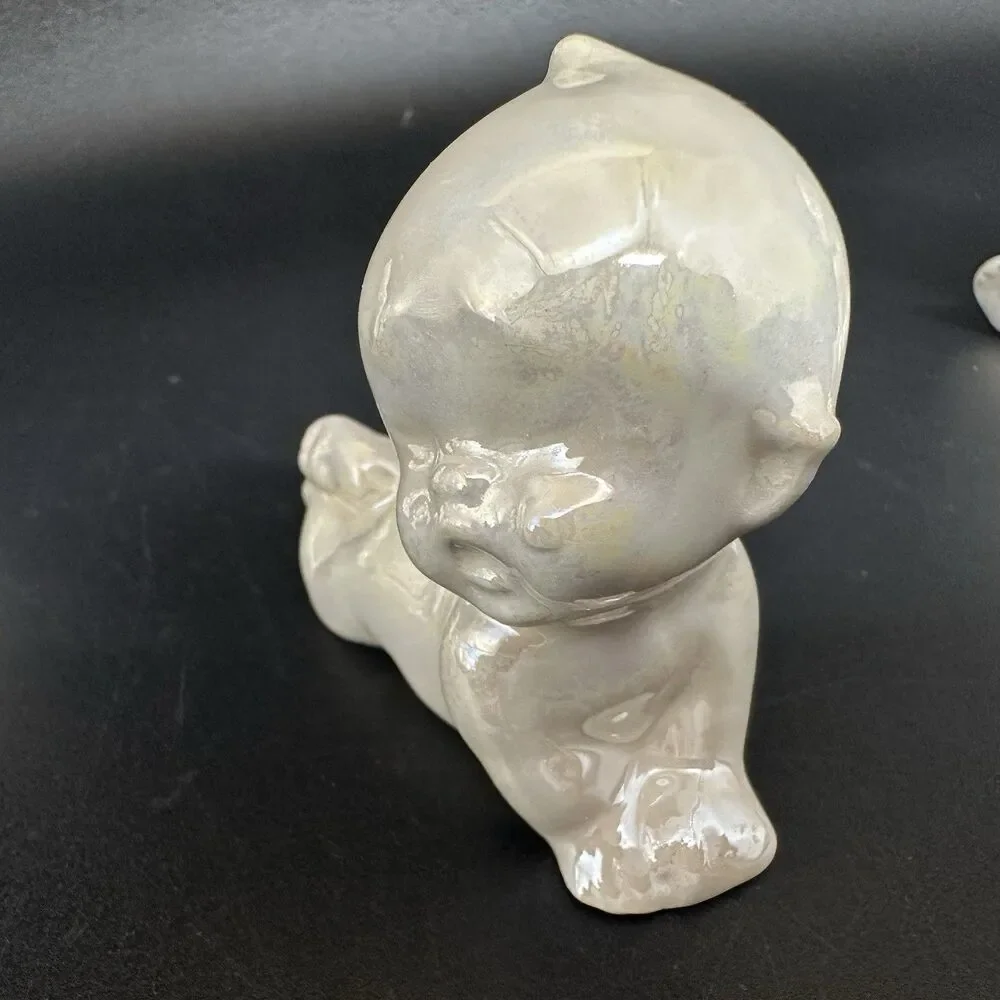 Vintage Ceramic Kewpie Baby Figurines Set of 4 Pearlized Lustreware Babies